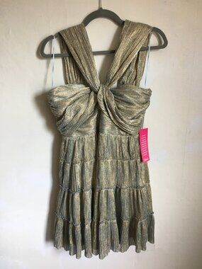 Layered With Love, M, Gold and Blue Short Dress